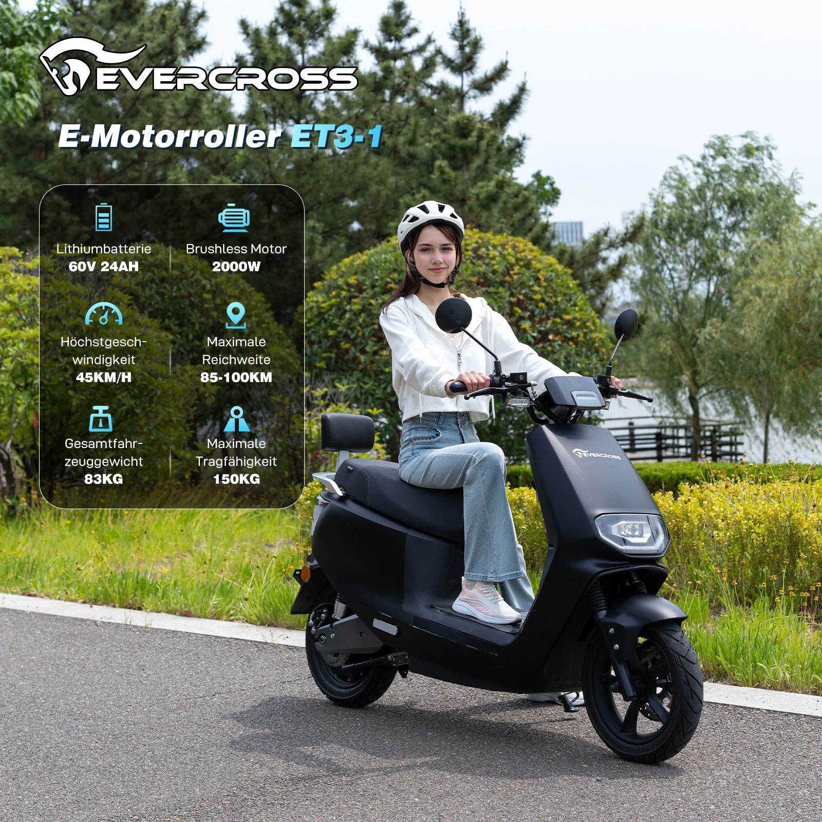 EVERCROSS ET3-1 Elektroroller, 2000-W-Motor - Image 4