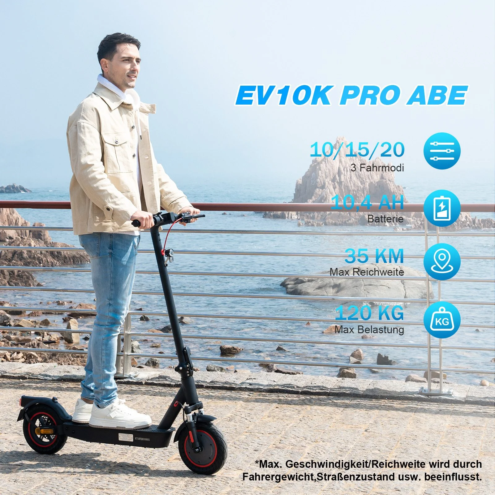 EVERCROSS EV10K PRO ABE Faltbarer Elektroroller - Image 3