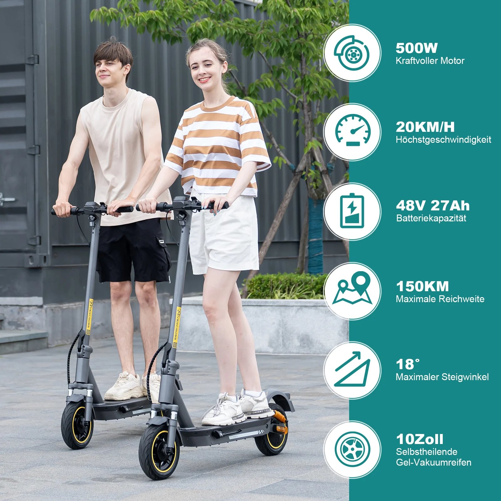 EVERCROSS EV10S MAX ABE Faltbarer Elektroroller-mit Blinker - Image 16