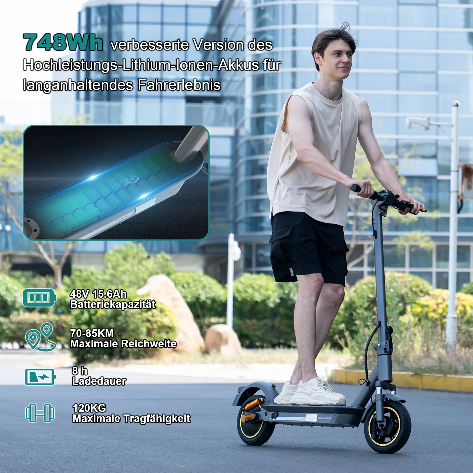 EVERCROSS EV10S MAX ABE Faltbarer Elektroroller-mit Blinker - Image 7