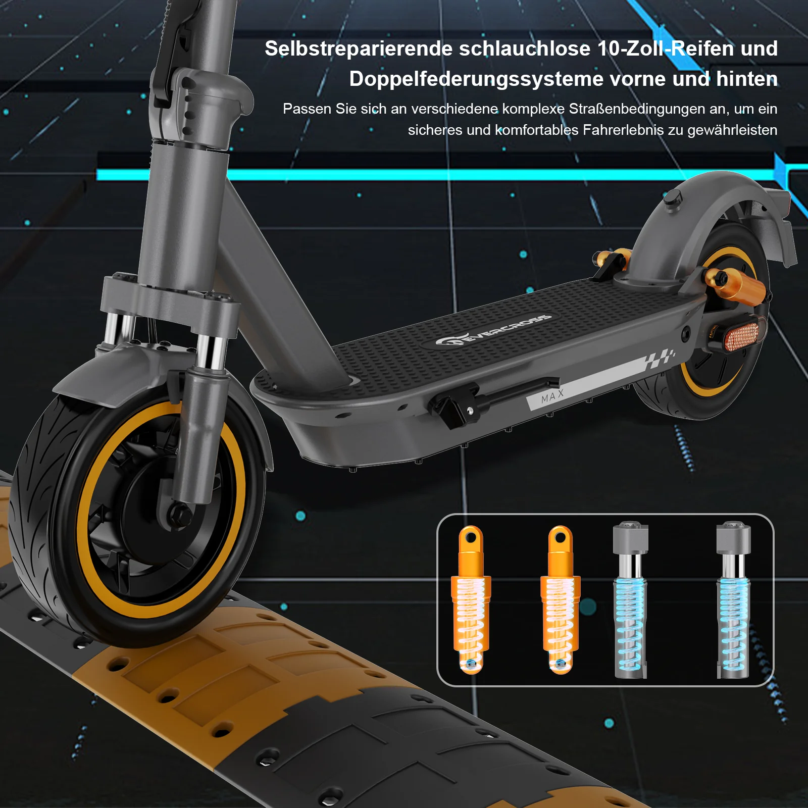 EVERCROSS EV10S MAX ABE Faltbarer Elektroroller-mit Blinker - Image 8