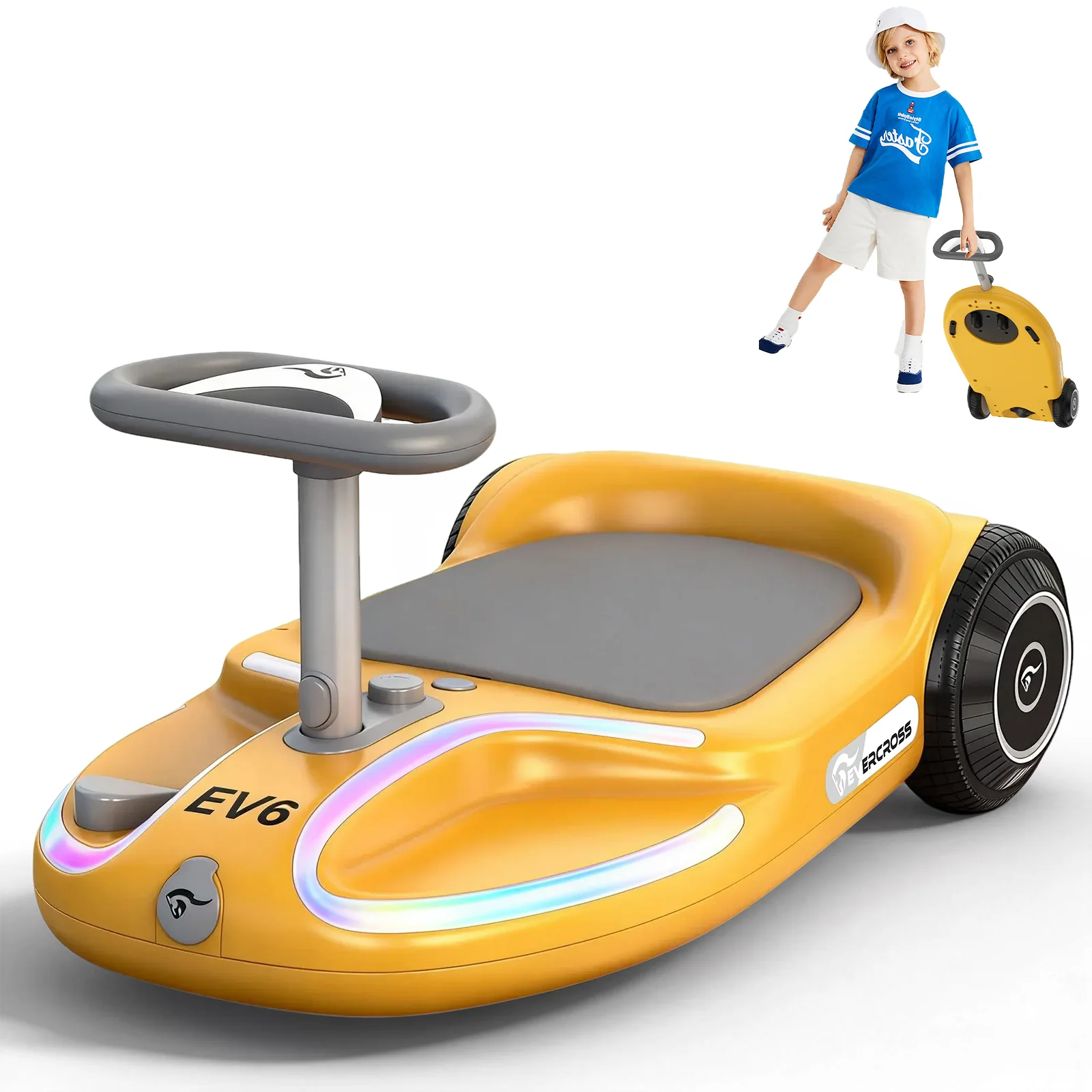 EVERCROSS EV6 Elektrofahrzeug für Kinder, Vier-in-Eins-Schaukelauto mit Pedalen - Image 3