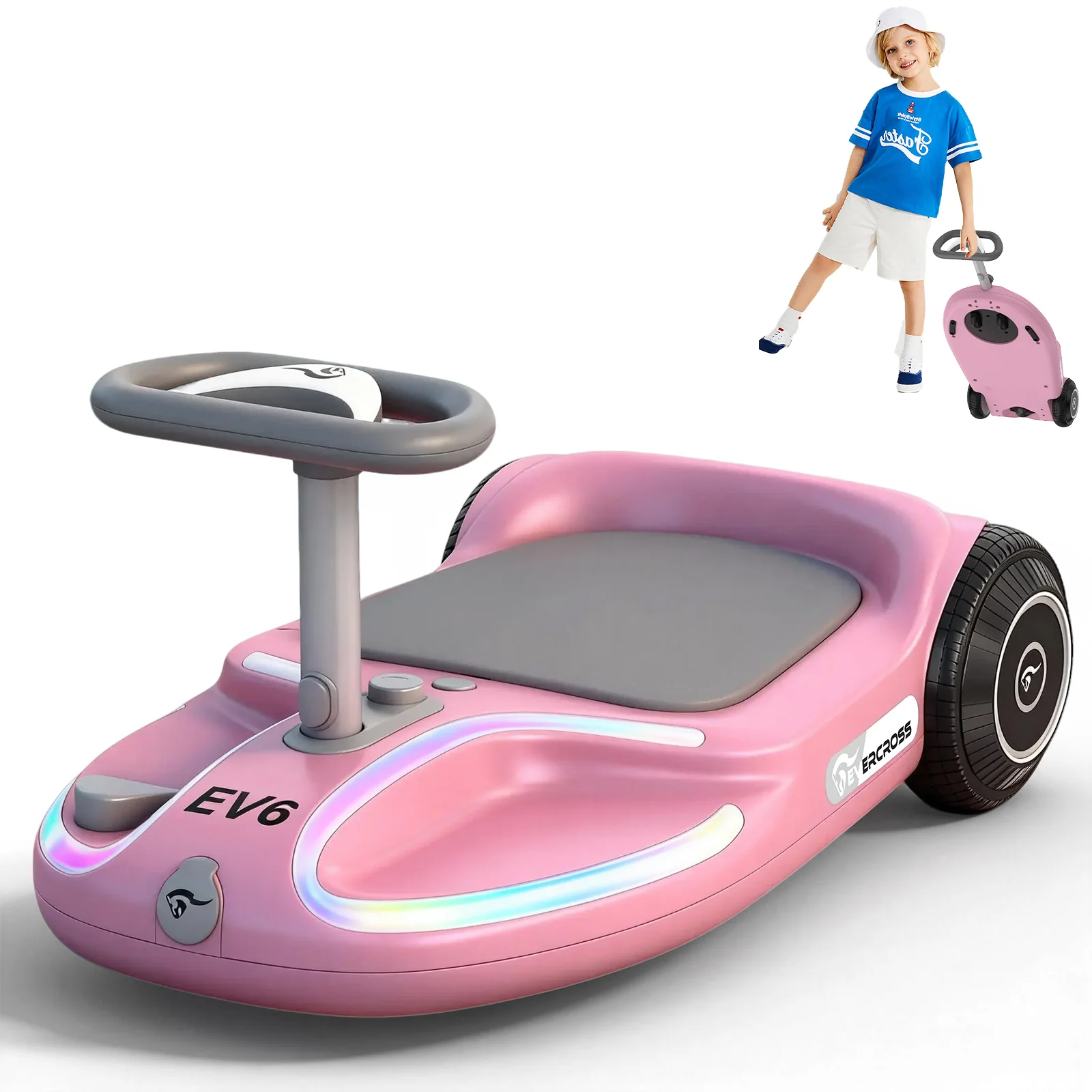 EVERCROSS EV6 Elektrofahrzeug für Kinder, Vier-in-Eins-Schaukelauto mit Pedalen - Image 4