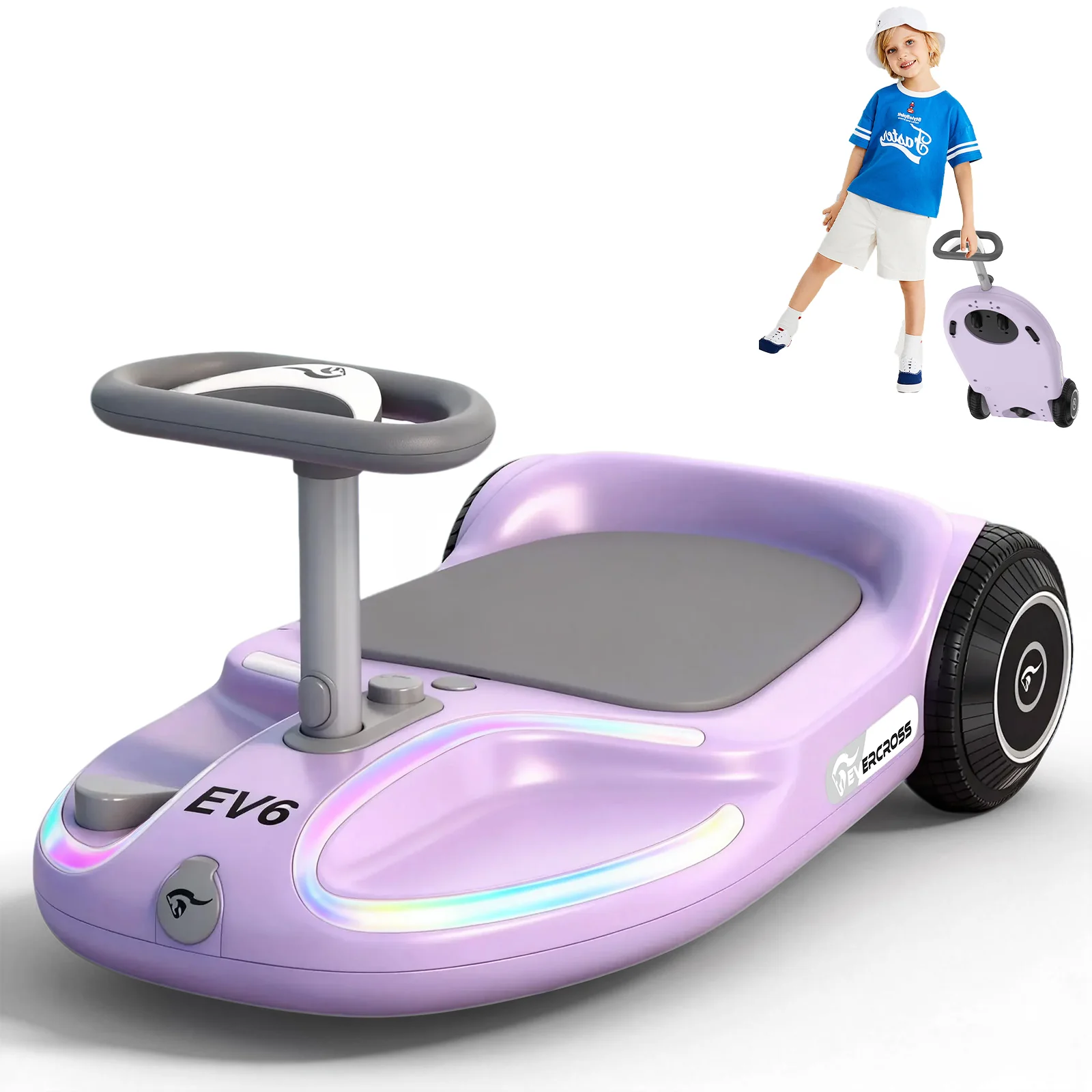 EVERCROSS EV6 Elektrofahrzeug für Kinder, Vier-in-Eins-Schaukelauto mit Pedalen - Image 5