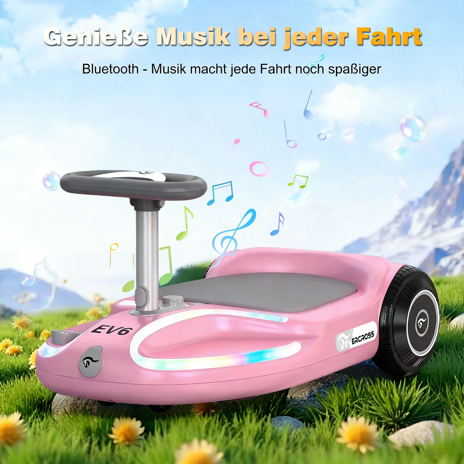 EVERCROSS EV6 Elektrofahrzeug für Kinder, Vier-in-Eins-Schaukelauto mit Pedalen - Image 7