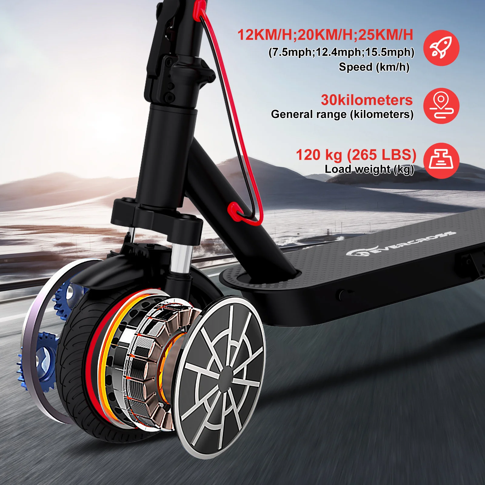 EVERCROSS EV85F Klappbarer E-Scooter-25KM/h（Compliance in AT） - Image 5