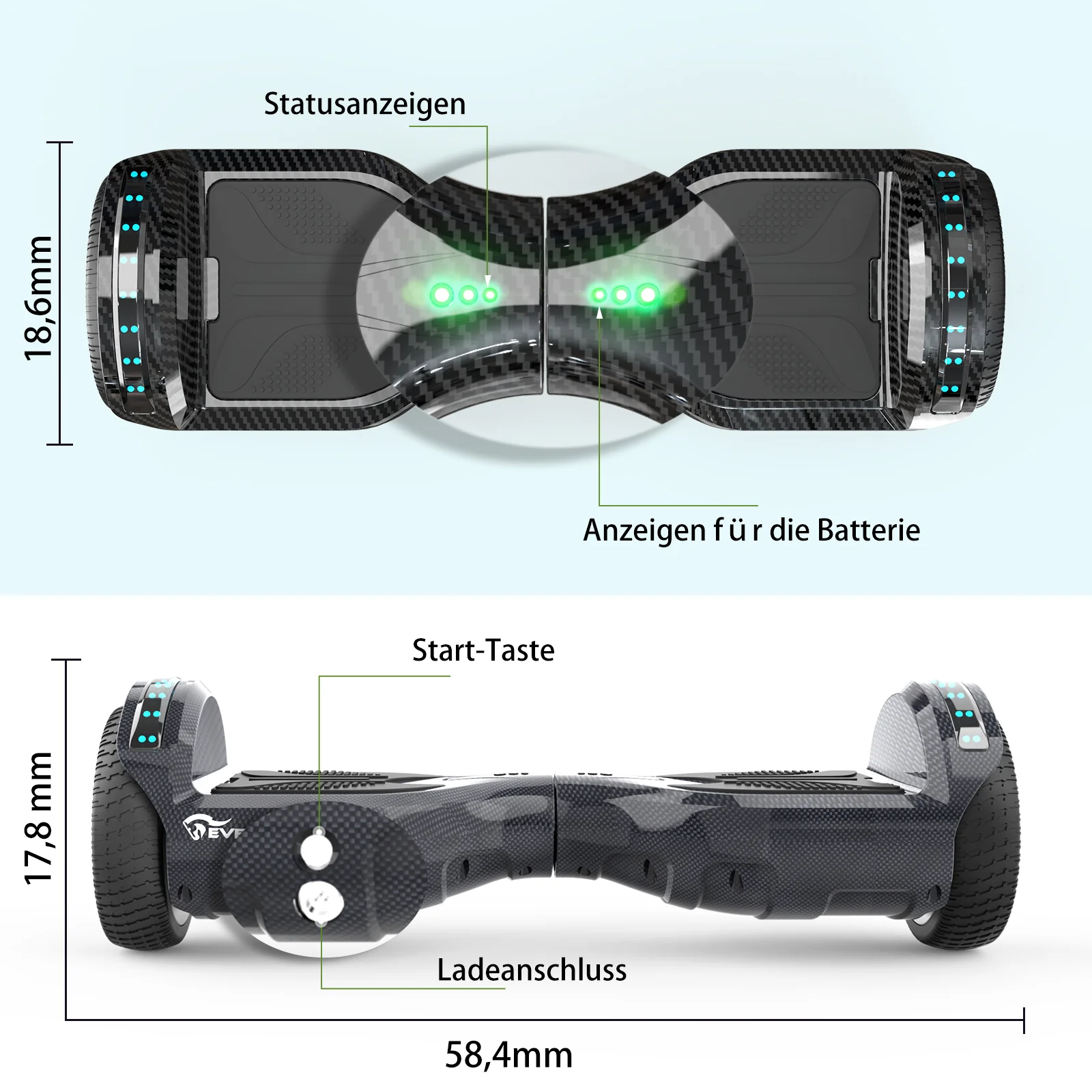 EVERCROSS XP10 Hoverboard, 6,5-Zoll-Selbstausgleichender Roller mit Sitz - Image 8